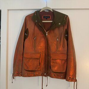 Donald J. Pliner metallic suede bomber jacket Size 6